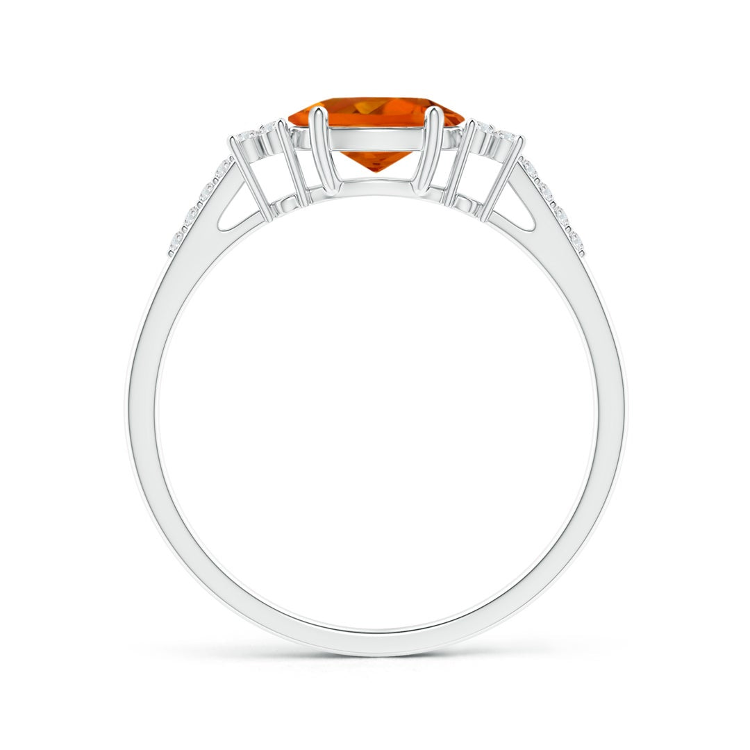 East-West Oval Citrine Solitaire Engagement Ring with Moissanite Accents