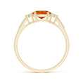 East-West Oval Citrine Solitaire Engagement Ring with Moissanite Accents