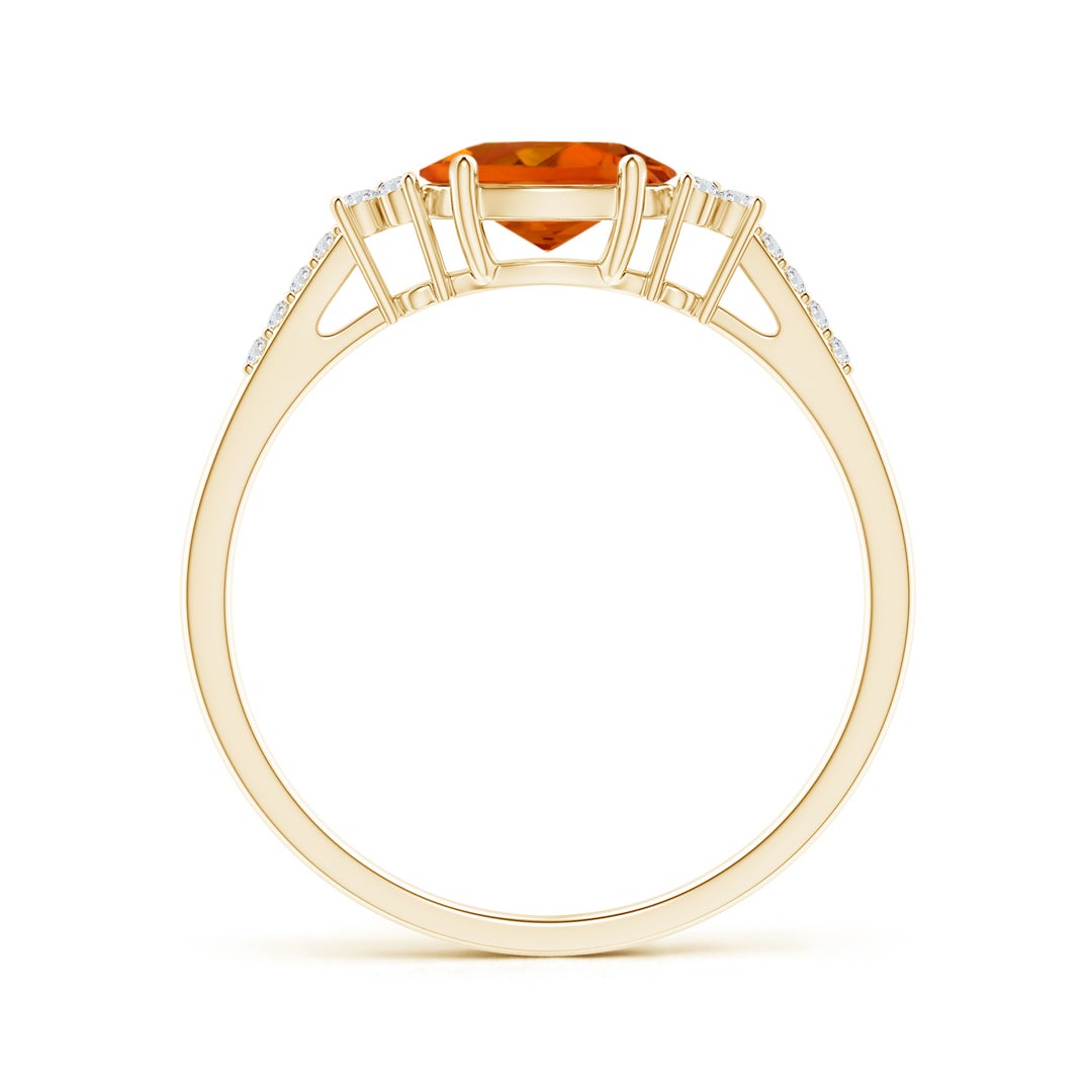 East-West Oval Citrine Solitaire Engagement Ring with Moissanite Accents