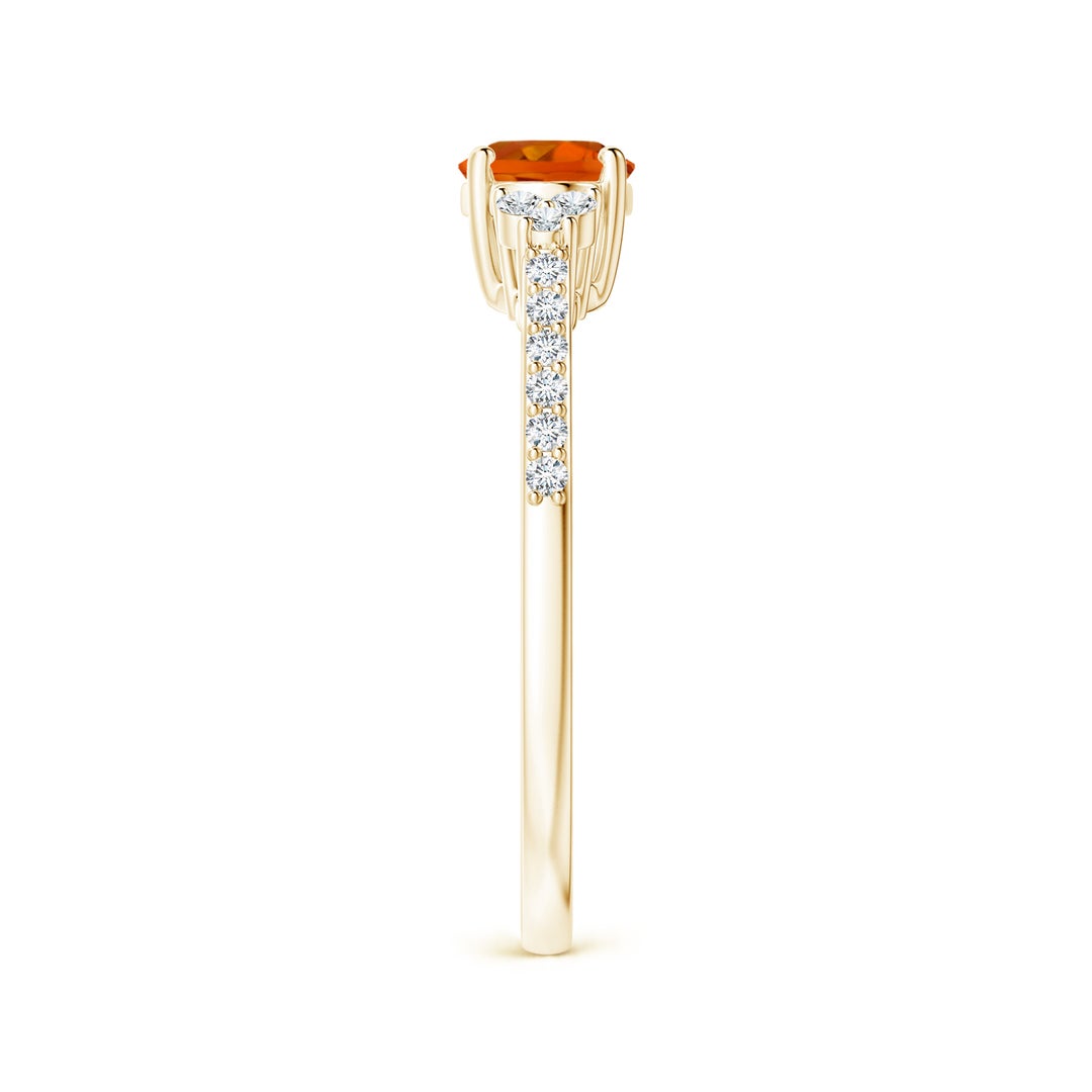 East-West Oval Citrine Solitaire Engagement Ring with Moissanite Accents