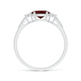 East-West Oval Garnet Solitaire Engagement Ring with Moissanite Accents