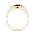 East-West Oval Garnet Solitaire Engagement Ring with Moissanite Accents