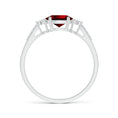 East-West Oval Lab Ruby Solitaire Engagement Ring with Moissanite Accents