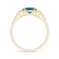 East-West Oval London Blue Topaz Solitaire Engagement Ring with Moissanite Accents