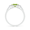 East-West Oval Peridot Solitaire Engagement Ring with Moissanite Accents