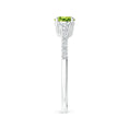 East-West Oval Peridot Solitaire Engagement Ring with Moissanite Accents