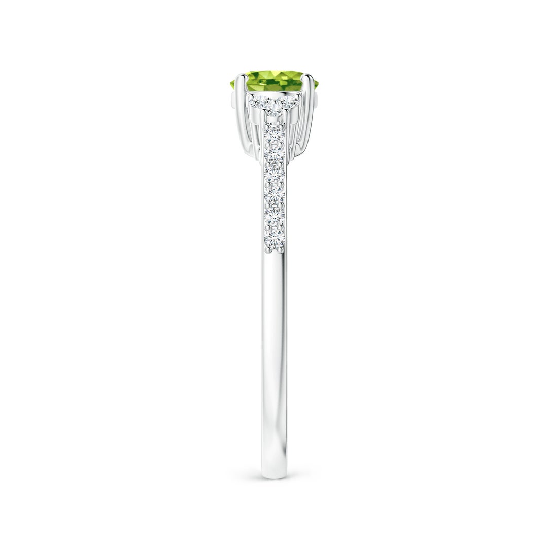 East-West Oval Peridot Solitaire Engagement Ring with Moissanite Accents