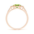 East-West Oval Peridot Solitaire Engagement Ring with Moissanite Accents