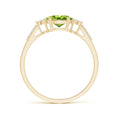 East-West Oval Peridot Solitaire Engagement Ring with Moissanite Accents