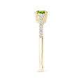 East-West Oval Peridot Solitaire Engagement Ring with Moissanite Accents
