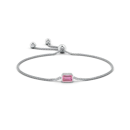 East-West Emerald-Cut Pink Tourmaline Bolo Bracelet