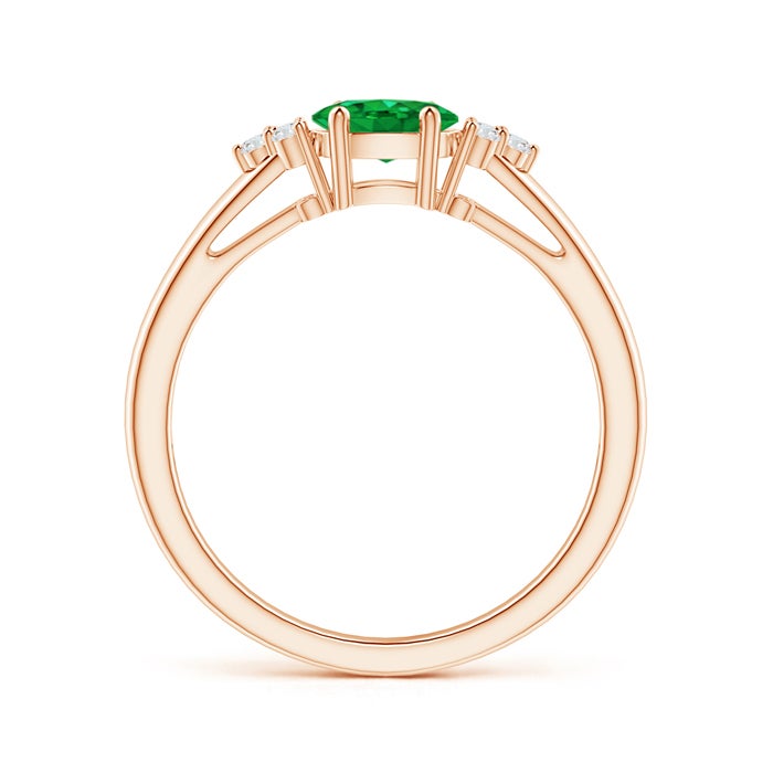 East–West Lab-Grown Oval Emerald with Moissanite Accents Promise Ring