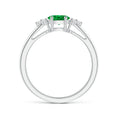East–West Lab-Grown Oval Emerald with Moissanite Accents Promise Ring