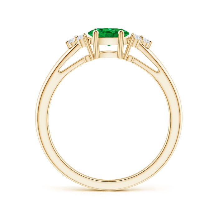 East–West Lab-Grown Oval Emerald with Moissanite Accents Promise Ring