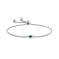 East–West Marquise Lab-Created Emerald with Moissanite Halo Bolo Bracelet