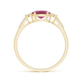 East–West Oval Pink Tourmaline with Moissanite Accents Engagement Ring