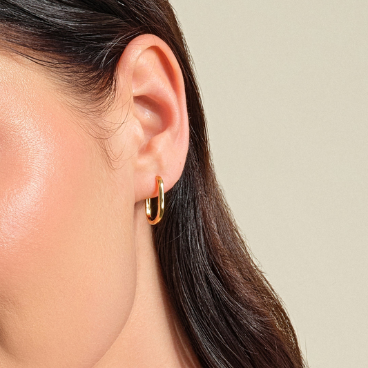 Elongated Oval Hoop Earrings