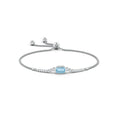 Emerald-Cut Aquamarine and Moissanite Bolo Bracelet