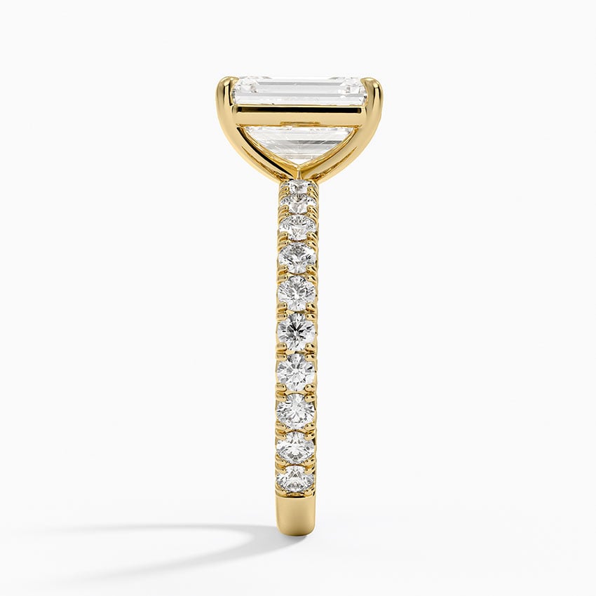 Emerald Cut French Pavé Flush-Fit Moissanite Engagement Ring