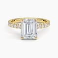 Emerald Cut French Pavé Flush-Fit Moissanite Engagement Ring