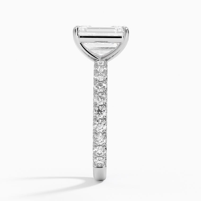 Emerald Cut French Pavé Flush-Fit Moissanite Engagement Ring