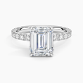 Emerald Cut French Pavé Flush-Fit Moissanite Engagement Ring