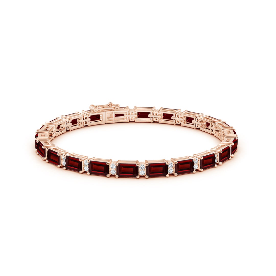 16 CTTW Emerald-Cut Garnet with Moissanite Accents Tennis Bracelet
