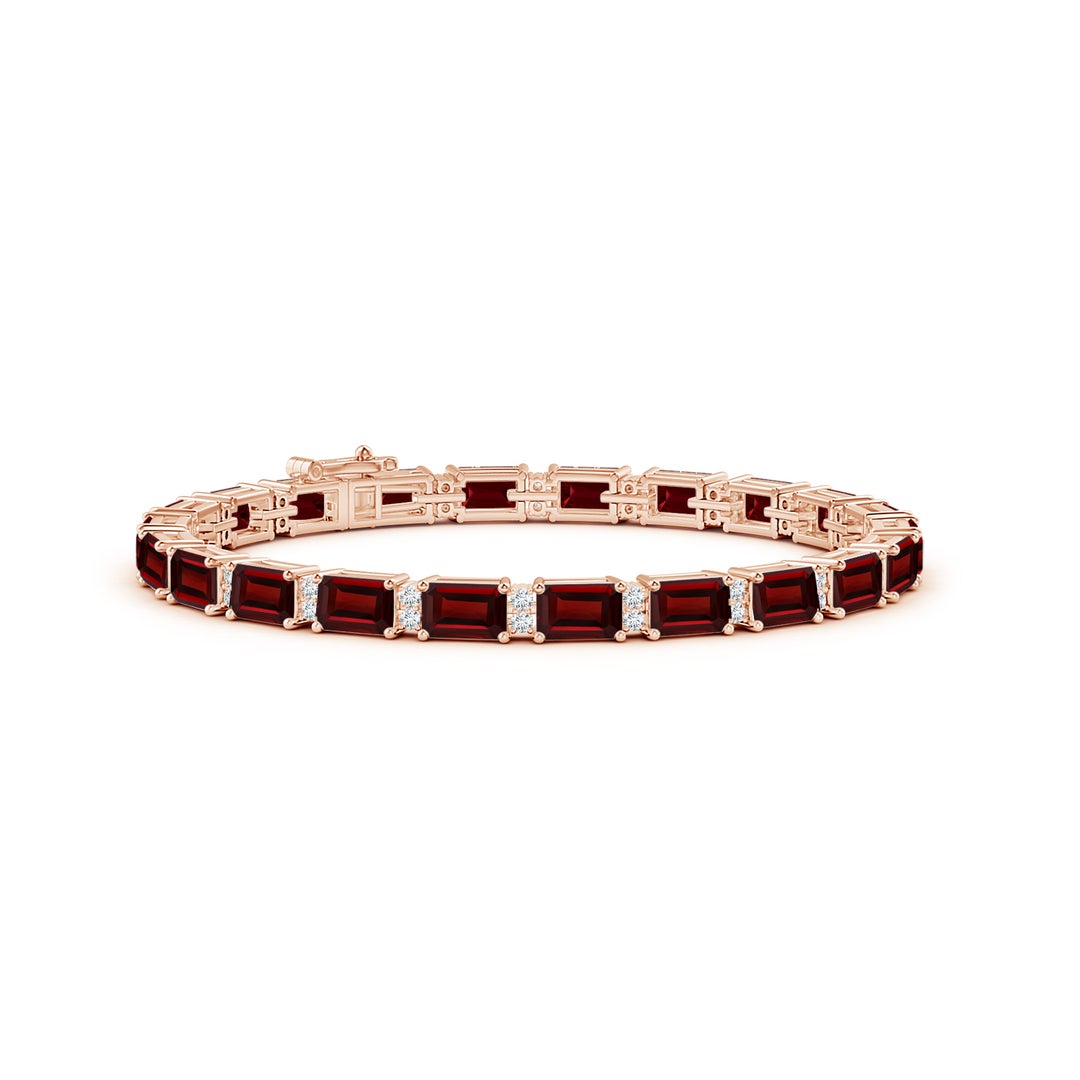 16 CTTW Emerald-Cut Garnet with Moissanite Accents Tennis Bracelet