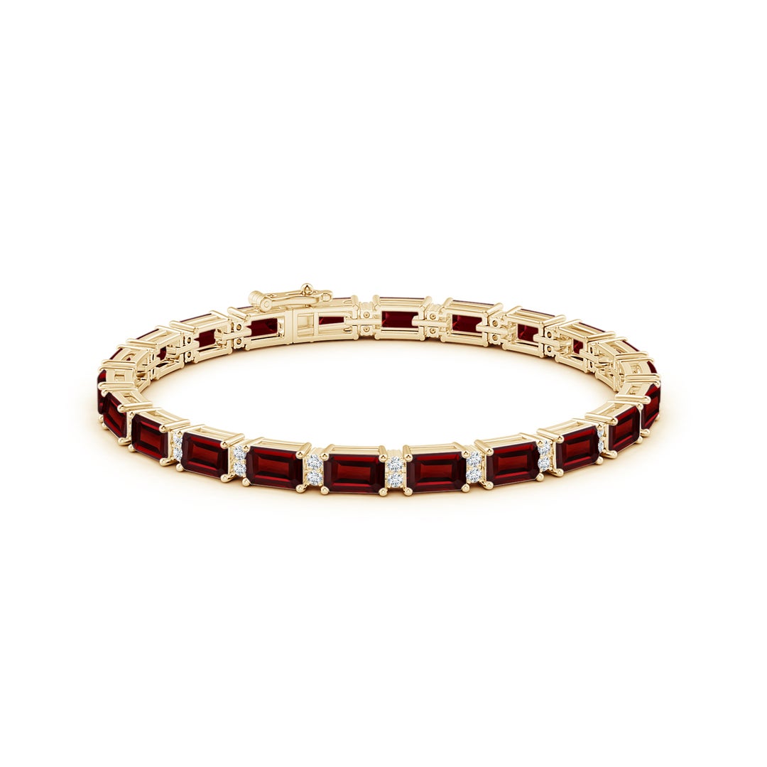 16 CTTW Emerald-Cut Garnet with Moissanite Accents Tennis Bracelet