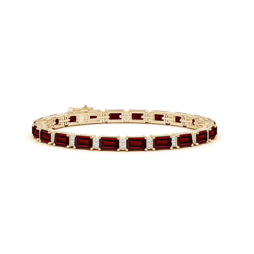 16 CTTW Emerald-Cut Garnet with Moissanite Accents Tennis Bracelet