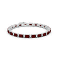 16 CTTW Emerald-Cut Garnet with Moissanite Accents Tennis Bracelet