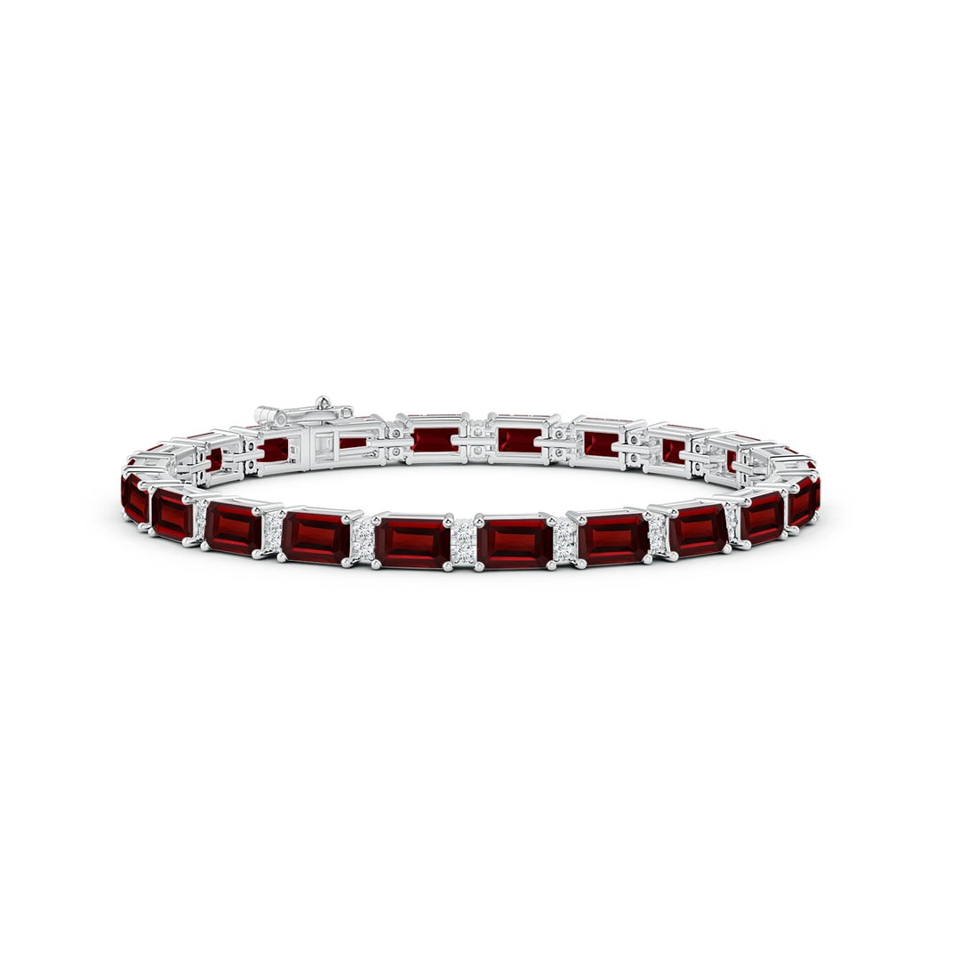 16 CTTW Emerald-Cut Garnet with Moissanite Accents Tennis Bracelet
