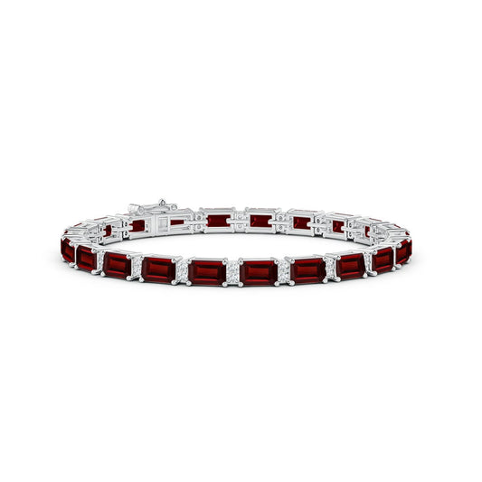 16 CTTW Emerald-Cut Garnet with Moissanite Accents Tennis Bracelet