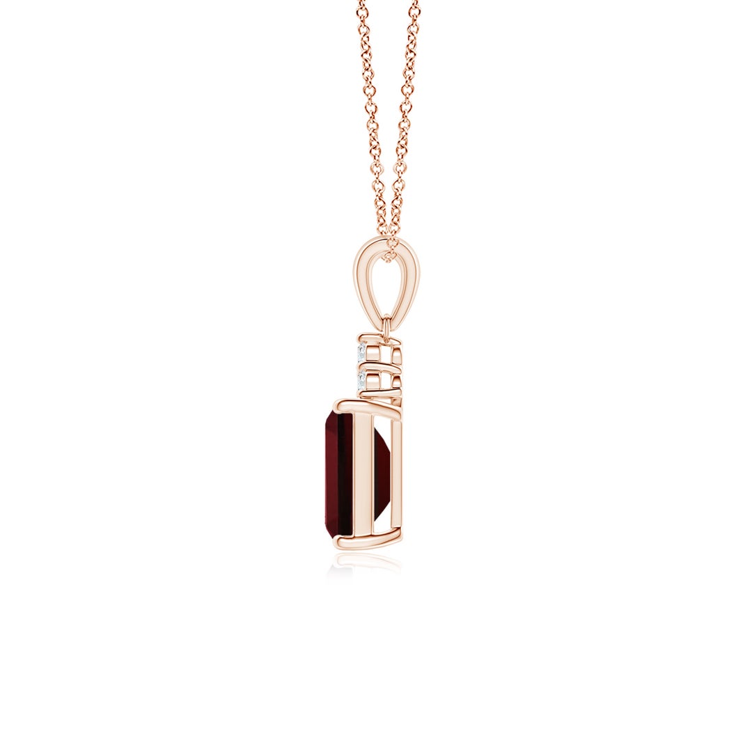 Emerald-Cut Garnet with Trio Moissanite Accent Pendant Necklace