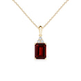 Emerald-Cut Garnet with Trio Moissanite Accent Pendant Necklace