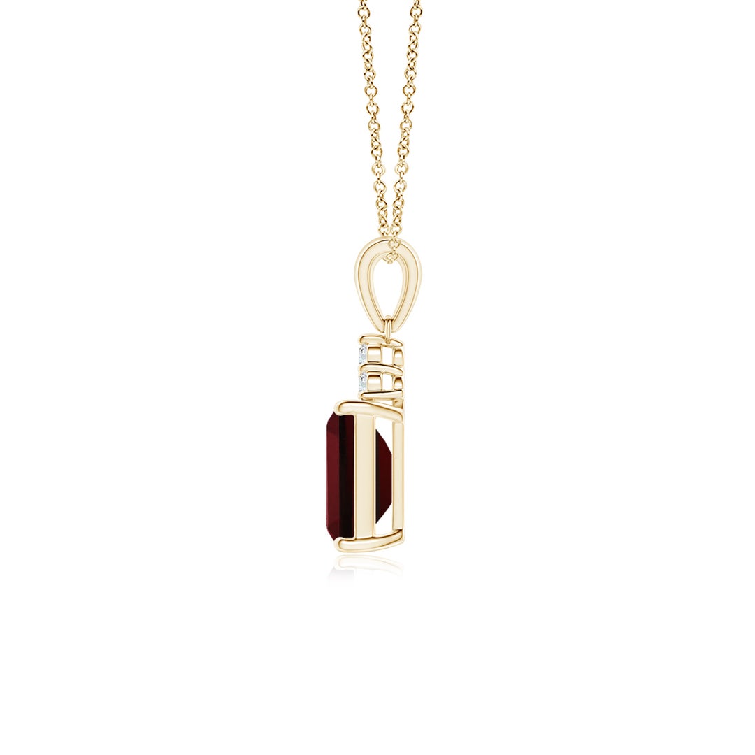 Emerald-Cut Garnet with Trio Moissanite Accent Pendant Necklace