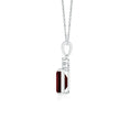 Emerald-Cut Garnet with Trio Moissanite Accent Pendant Necklace