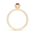 Emerald-Cut Lab-Created Ruby Halo with Pavé Moissanite Promise Ring