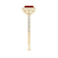 Emerald-Cut Lab-Created Ruby Halo with Pavé Moissanite Promise Ring