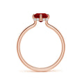 Emerald-Cut Lab-Created Ruby with Hidden Halo Moissanite Engagement Ring