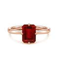 Emerald-Cut Lab-Created Ruby with Hidden Halo Moissanite Engagement Ring
