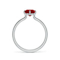 Emerald-Cut Lab-Created Ruby with Hidden Halo Moissanite Engagement Ring