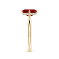 Emerald-Cut Lab-Created Ruby with Hidden Halo Moissanite Engagement Ring