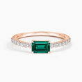 Emerald-Cut Lab Emerald and Moissanite Accent Promise Ring