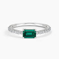 Emerald-Cut Lab Emerald and Moissanite Accent Promise Ring