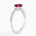 Emerald-Cut Lab Ruby and Moissanite Accent Promise Ring