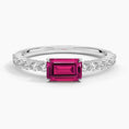 Emerald-Cut Lab Ruby and Moissanite Accent Promise Ring