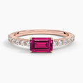 Emerald-Cut Lab Ruby and Moissanite Accent Promise Ring