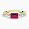 Emerald-Cut Lab Ruby and Moissanite Accent Promise Ring