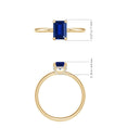 Emerald-Cut Lab Sapphire with Moissanite Hidden Halo Engagement Ring